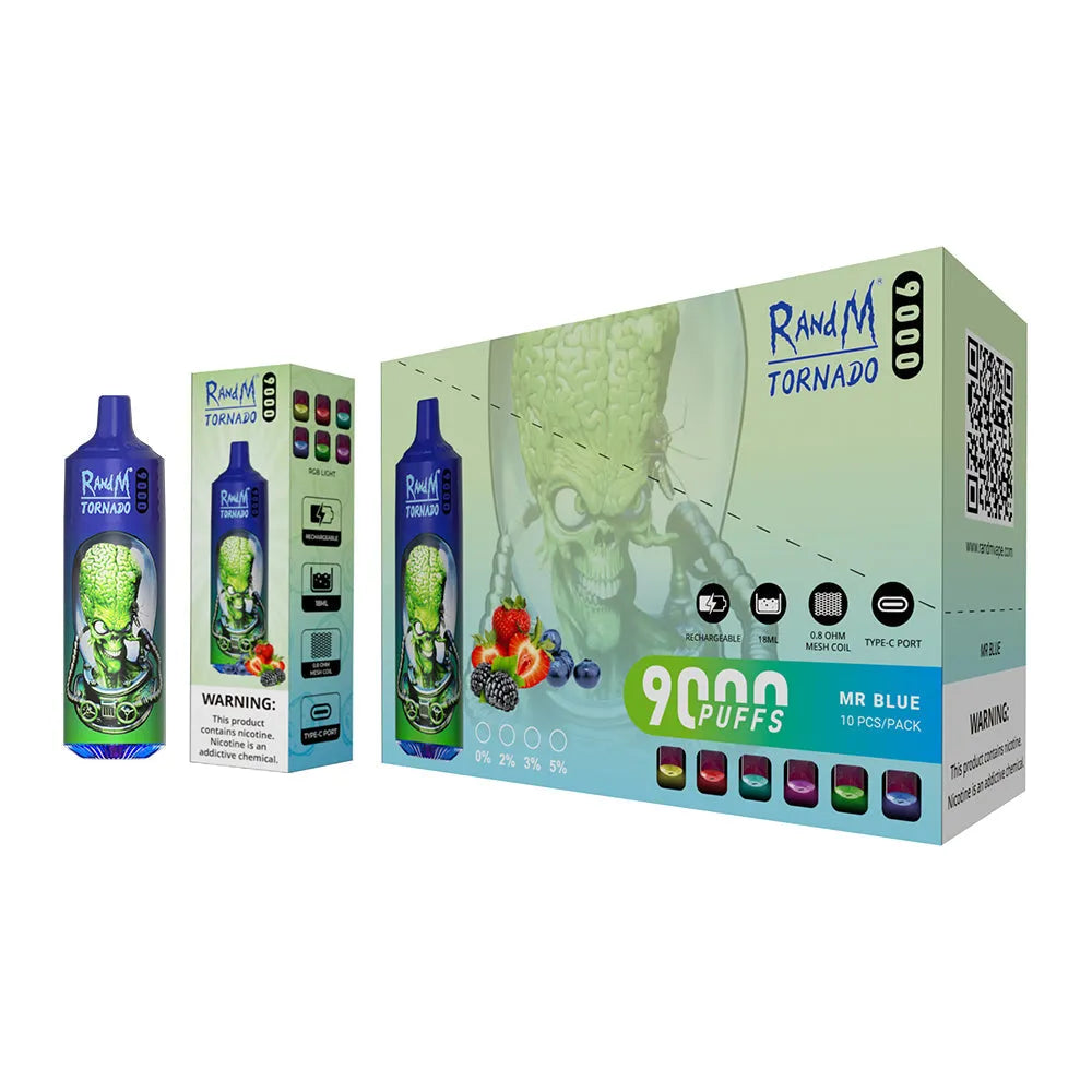 RAndM Tornado 9000 Puffs Disposable Vape (Box Of 10) Euro City Vape RAndM Tornado 9000 Puffs Disposable Vape (Box Of 10) Euro City Vape