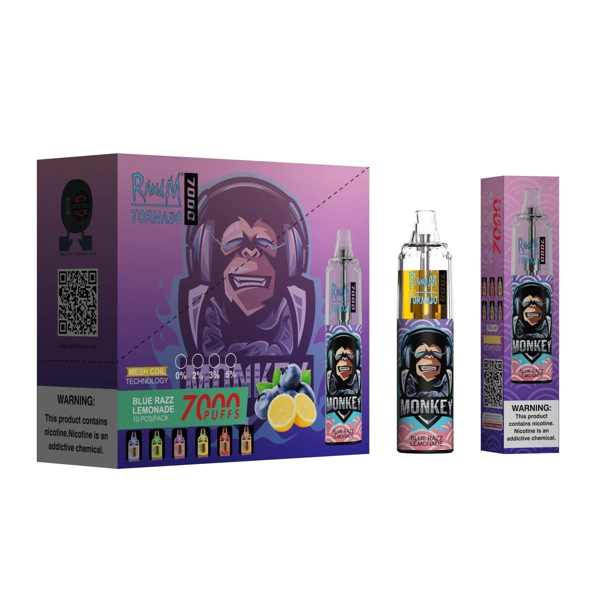 RAndM Tornado 7000 Puffs Blue Razz Lemonade